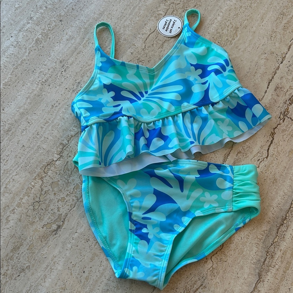 NEW 🆕 Kids Swimwear Set in Blue Floral Pattern 4/5 years